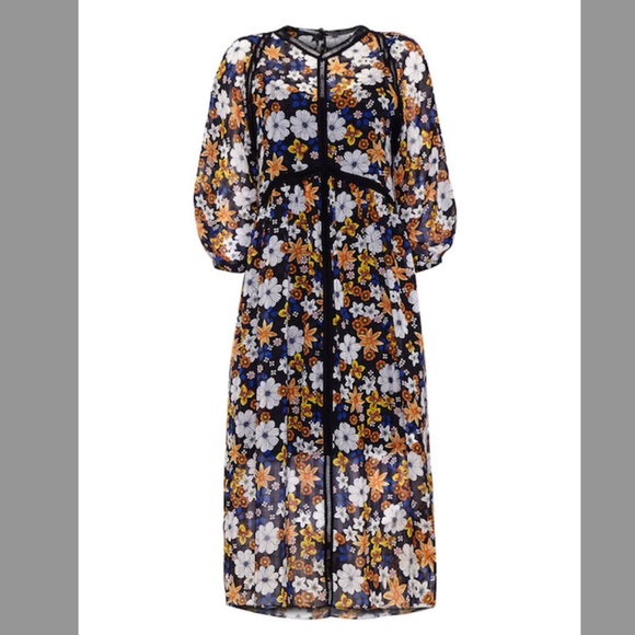 Sandro Renol  Floral Sheer Midi Dress - Picture 1 of 14